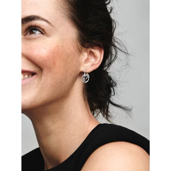 Pandora Family Always Encircled Hoop Earrings Sterling Silver CZ NEW - Picture 2 of 8